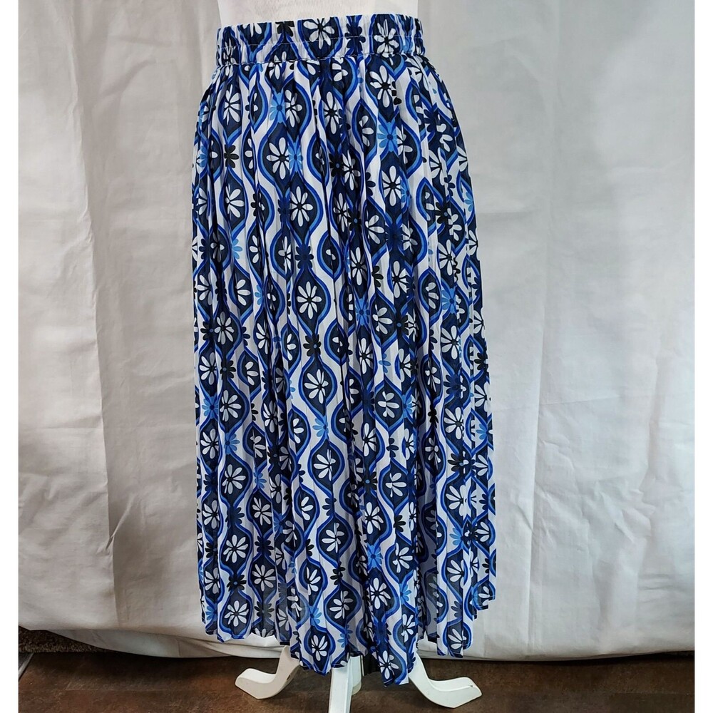 Her Destiny Chiffon Flowy Pleated Midi Skirt Size XL Feminine Elastic Waist - Picture 2 of 12